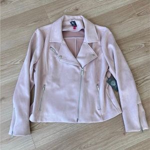 Vince Camuto Pink Suede Scuba Jacket Sz Large